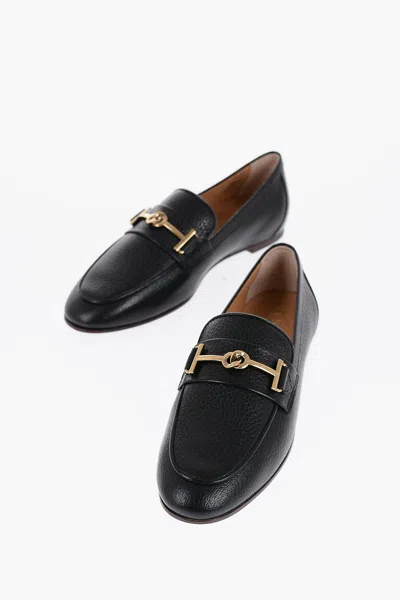 TOD'S TOD'S TEXTURED LEATHER BIT LOAFERS WITH GOLDE-EFFECT DETAIL