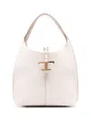 Tod's Textured White Handbag With Logo And Detachable Pouch In White