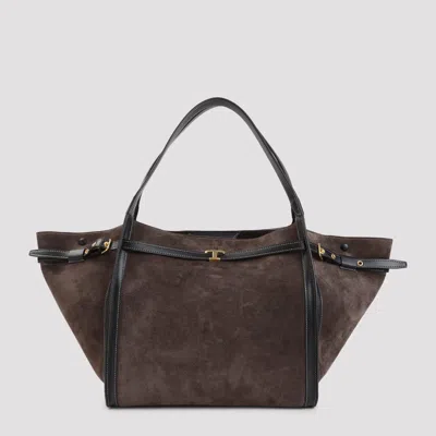 Tod's Palissandro Nero Tim Medium Shopping Bag In Brown