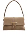 Tod's T Timeless Mini Suede Shoulder Bag In Brown
