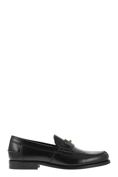 Tod's Timeless Leather Loafer T In Black