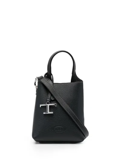 Tod's Timeless Silver Logo Plaque Tote