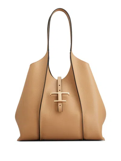 Tod's Timeless T Shoulder Bag In Neutral
