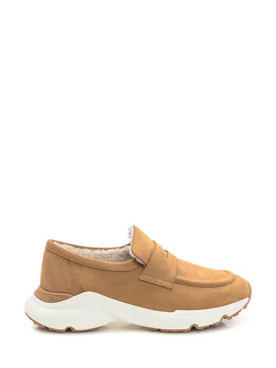 Tod's Camel Loafers In Suede Leather In Brown