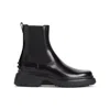 Tod's Black Leather Ankle Boots With Elastic Panels In Black
