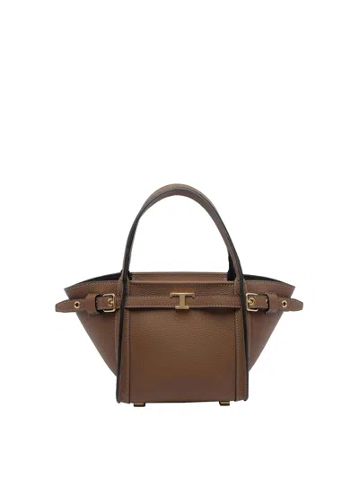 Tod's Tods Brown Mini Tim Shopping Bag In Blue