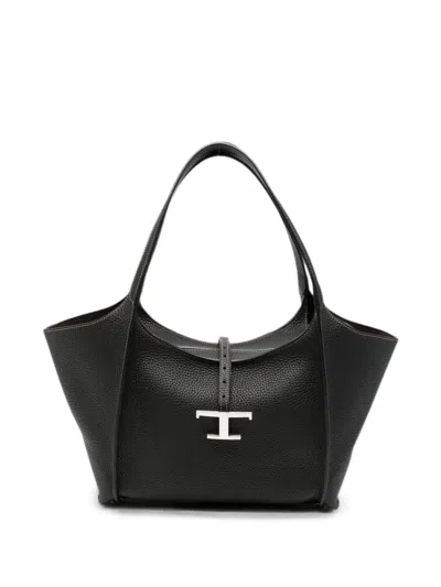 Tod's T-timeless Small Leather Tote Bag In Black