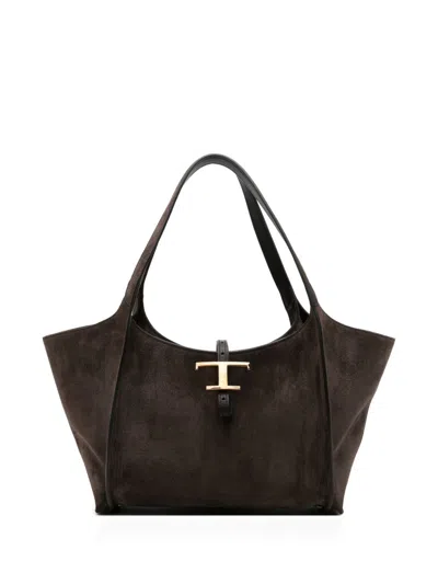 Tod's T-timeless Small Leather Tote Bag In Brown