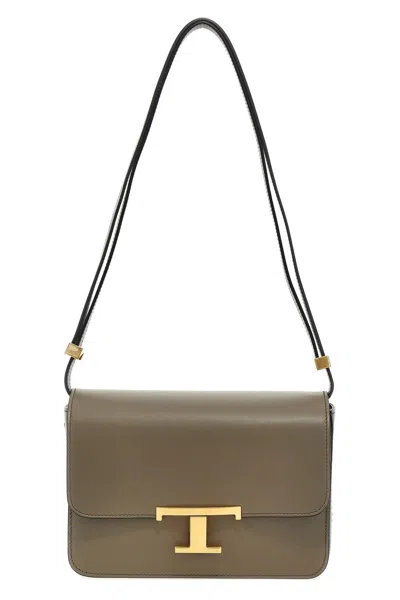 Tod's Taupe T Mini Crossbody Bag