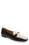 Tod's Gommino Leather Driving Shoes In Nero/ Bianco Calce