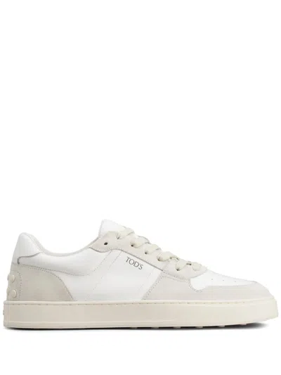Tod's Mens White Allacciata Cassetta Leather Low-top Trainers