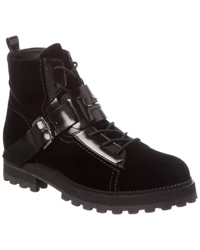 Tod's Velvet & Leather Boot In Black