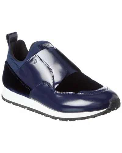 Tod's Velvet & Leather Sneaker In Blue