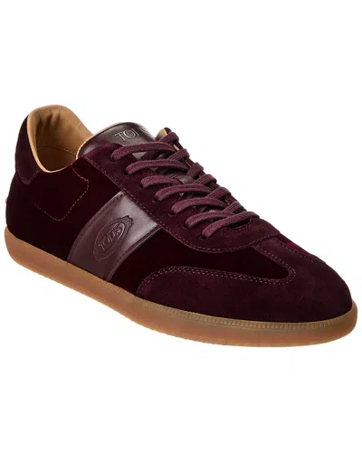 Tod's Velvet & Suede Sneaker In Red
