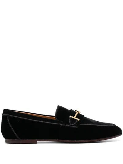 Tod's Embellished Velvet Loafers In Black