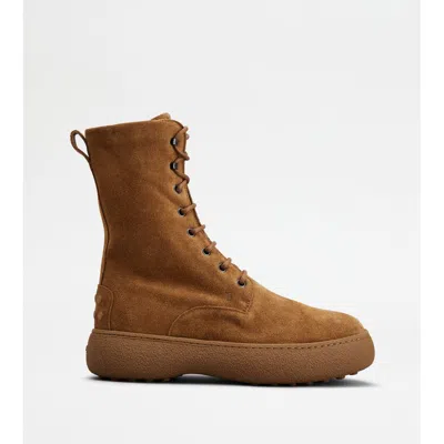 Tod's W. G. Lace-up Ankle Boots In Suede In Brown