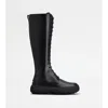 Tod's Lace-up Knee-length Boots In Black