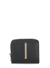 Tod's Leather Wallet With Metal Front Logo In Black