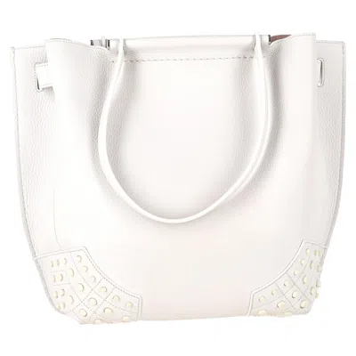 Tod's Wave Embellished Tote Bag In White Leather