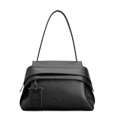Tod's Wave Small Leather Bag In Black