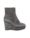 Tod's Wedge Ankle Boots In Grey Suede In Grey