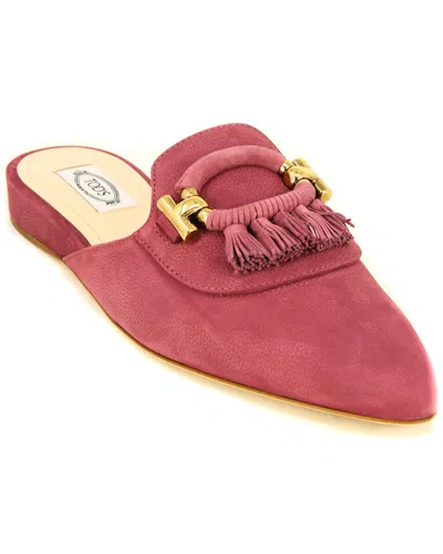 Tod's Wedge Suede Slip-on In Red