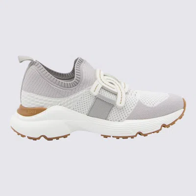 TOD'S TOD'S WHITE AND GREY LEATHER KATE SNEAKERS