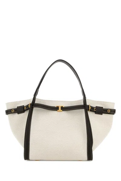 Tod's Tod`s  White Canvas Mini Shopping Handbag