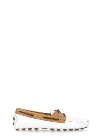 Tod's White Leather Loafers