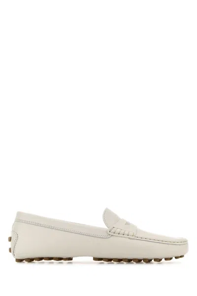 Tod's White Leather Loafers