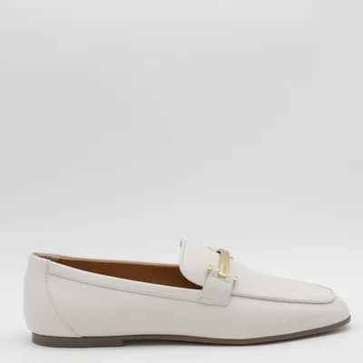 Tod's White Leather Loafers In Multicolor