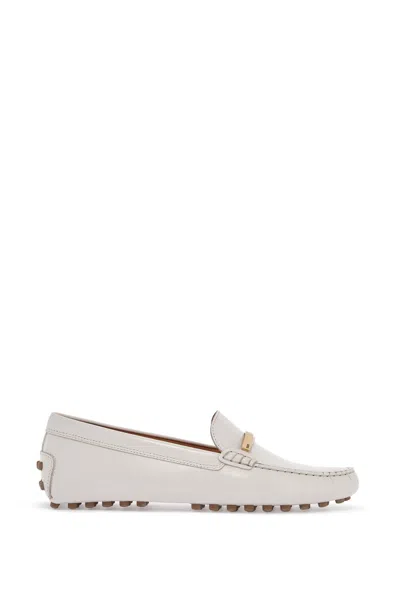Tod's White Lime Calfskin Driving Loafer With Low Heel Women