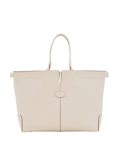 Tod's White Shopping Bag In Neutrals