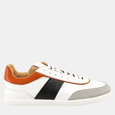 Pre-owned Tod's White Leather And Suede Sneakers Eu 41