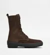 Tod's Winter Driver Sole High Lace Up Boots Shoes In Brown