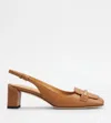 Tod's Leather Slingback With Metal Detail In Brown