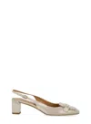 Tod's 60mm Squared-toe Metallic-logo Pumps In Neutral