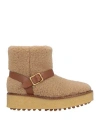 Tod's Woman Ankle Boots Beige Size 8 Leather, Textile Fibers In Gold