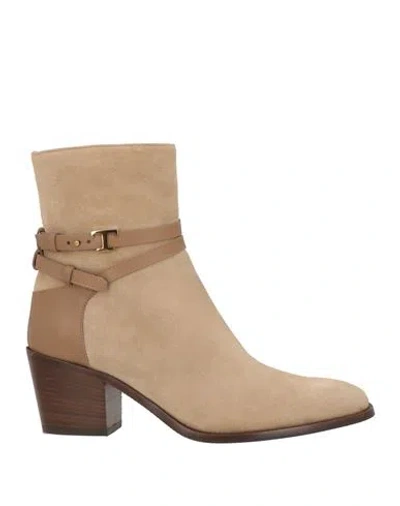 Tod's Woman Ankle Boots Beige Size 8.5 Leather In Brown