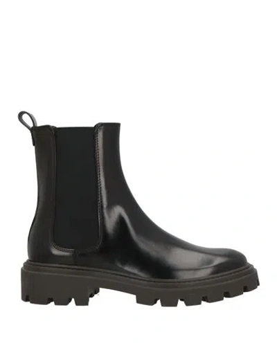 Tod's Woman Ankle Boots Black Size 5 Leather, Textile Fibers