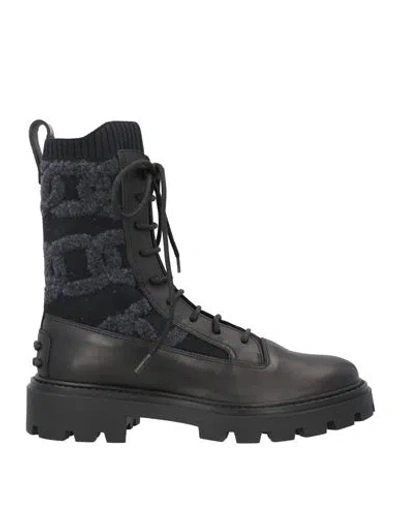 Tod's Woman Ankle Boots Black Size 6 Leather, Textile Fibers
