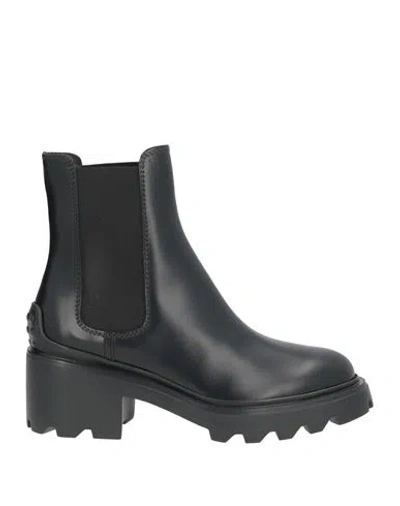 Tod's Woman Ankle Boots Black Size 6 Soft Leather, Textile Fibers