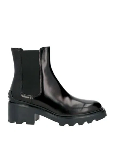 Tod's Woman Ankle Boots Black Size 6 Soft Leather, Textile Fibers
