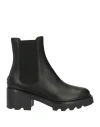 Tod's Woman Ankle Boots Black Size 7 Leather, Textile Fibers