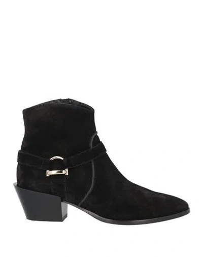 Tod's Woman Ankle Boots Black Size 7.5 Leather
