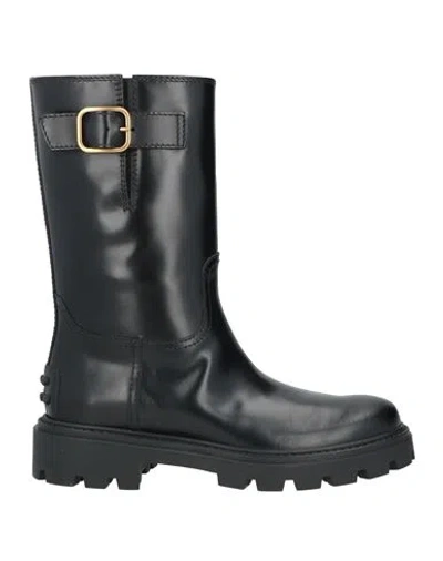 Tod's Woman Ankle Boots Black Size 9 Leather In Black
