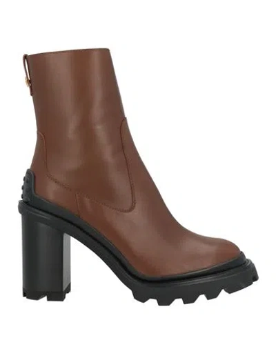 Tod's Woman Ankle Boots Brown Size 8.5 Leather