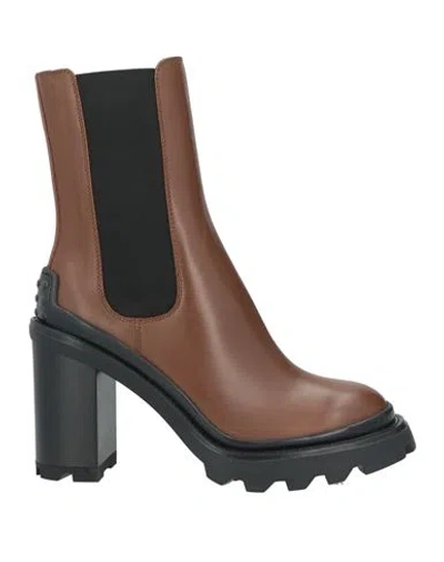 Tod's Woman Ankle Boots Brown Size 9 Leather
