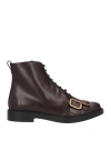 Tod's Woman Ankle Boots Burgundy Size 6 Leather In Red