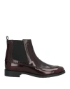 Tod's Woman Ankle Boots Burgundy Size 6.5 Soft Leather In Red